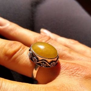 Yellow Moonstone Sterling Silver Ring